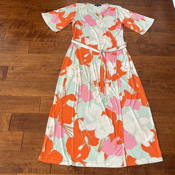 NWOT Ilse Jacobsen Green Lily Maxi Wrap Dress - Picture 4 of 13